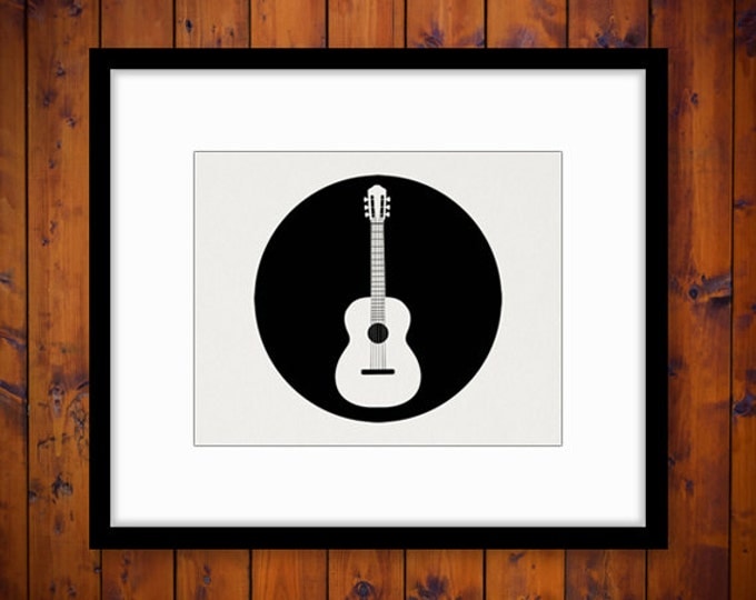 Digital Image Acoustic Guitar Printable Music Download Graphic Antique Clip Art Jpg Png Eps HQ 300dpi No.2049