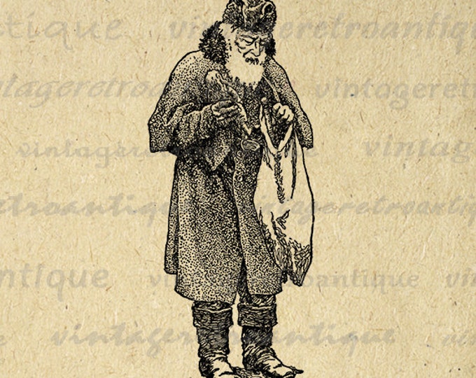 Antique Santa Claus Digital Image Download Printable Graphic Vintage Clip Art Jpg Png Eps HQ No.2385