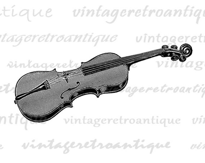 Printable Violin Image Graphic Music Illustration Download Digital Vintage Clip Art Jpg Png Eps HQ 300dpi No.1478