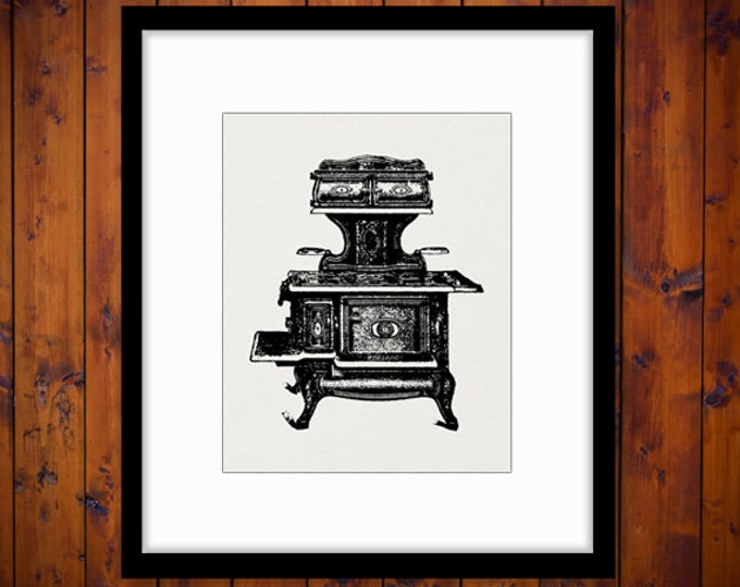 Printable Graphic Antique Stove Illustration Digital Kitchen Download Image Vintage Clip Art Jpg Png Eps HQ 300dpi No.1380