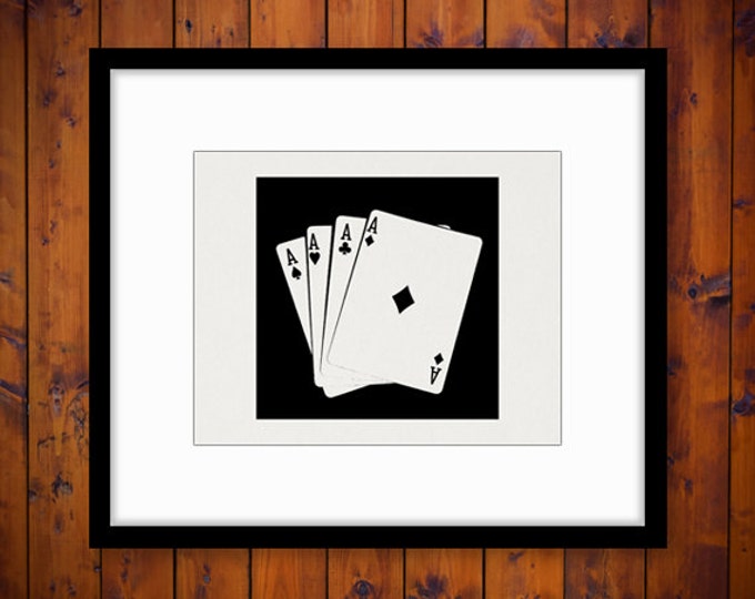 Digital Four Aces Graphic Printable Poker Hand Image Download Vintage Clip Art Jpg Png Eps HQ 300dpi No.2020