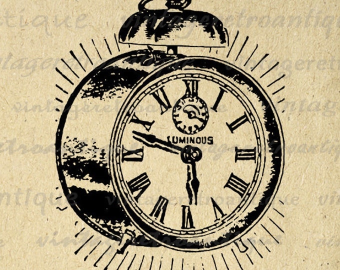 Printable Graphic Antique Alarm Clock Download Illustration Image Digital Vintage Clip Art Jpg Png Eps HQ 300dpi No.1344