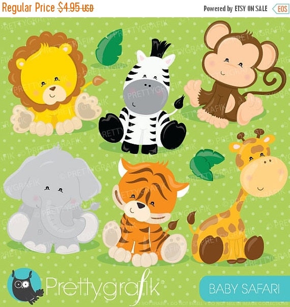 80% OFF SALE Baby Safari Animals clipart commercial use, Jungle animals vector graphics, digital clip art, digital images - CL711 Il_570xn