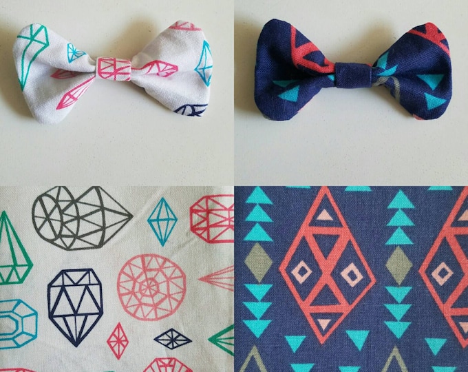 Two For Eight Boho Native Girl Print Hair Bow Bobby Pins