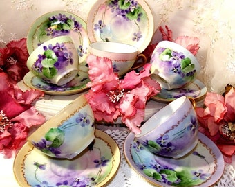 Antique O&EG Royal Austria China Tea Cup and Saucer Set, Circa 1889 - 1919
