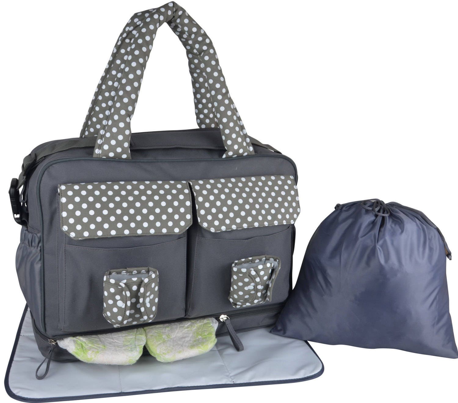 Twins Diaper Bag Large Messenger Diaper Bag in Grey Divided