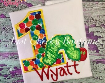 Hungry Caterpillar Embroidered Shirt - Very Hungry Caterpillar - Eric Carle - Hungry Caterpillar Birthday