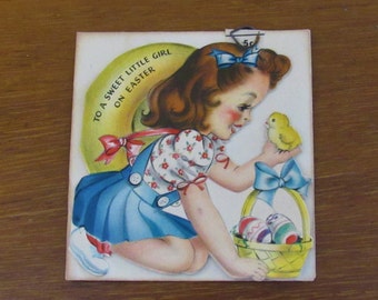 Vintage Hallmark Easter Card for girl, Hallmark, Hall Brothers, (c)1945, Unused
