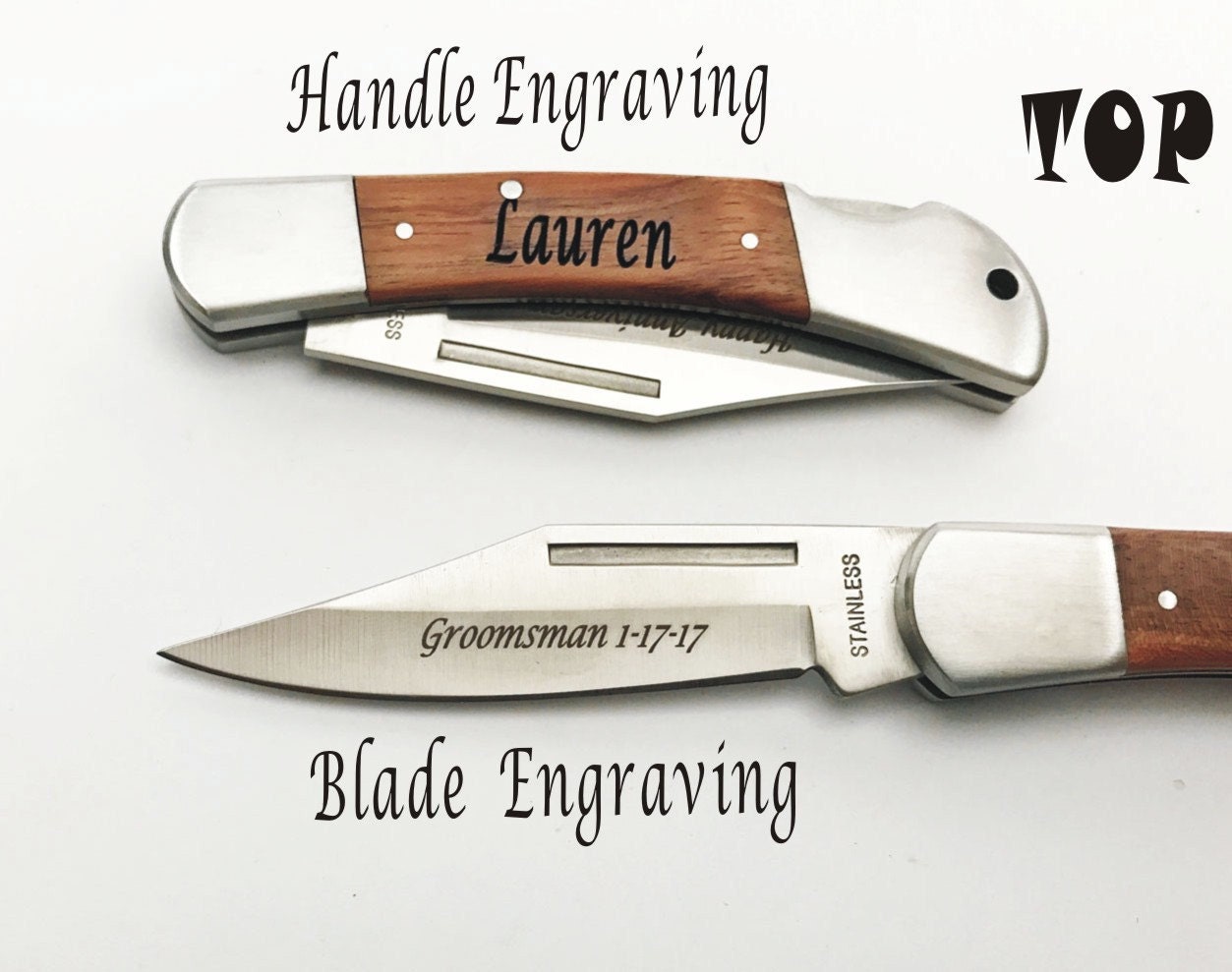 7 Personalized Custom Engraved Pocket Knife Knives Rosewood
