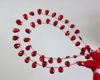 2 strand AAA quality Mozambique Garnet faceted pear size 7.5-9.5mm 80cts GW2647