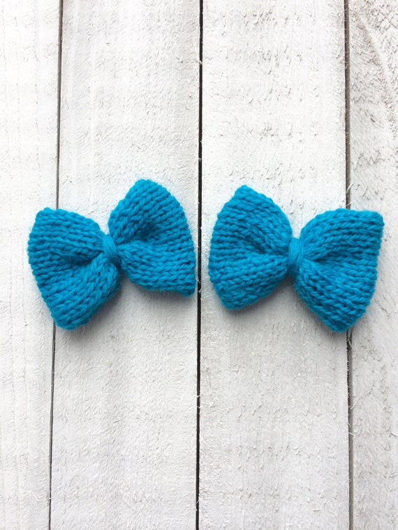 Aqua Knit Bows Mini Bows Bow Accessories Baby Girl Bows