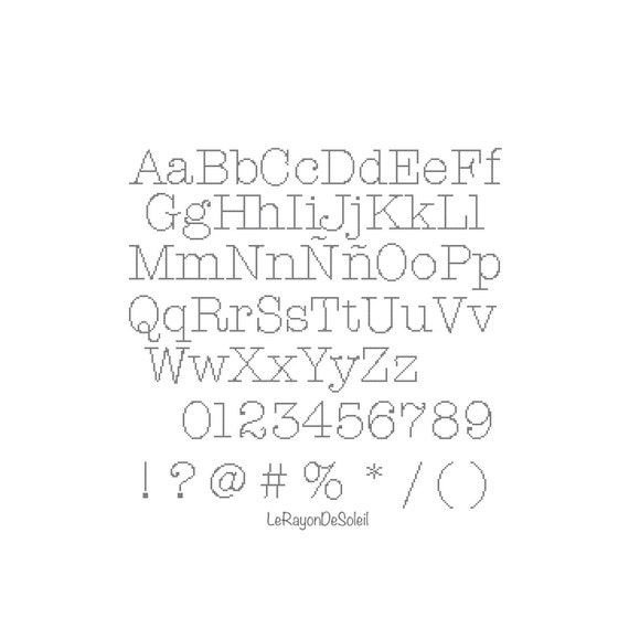 Cross stitch pattern alphabet font American typewriter PDF