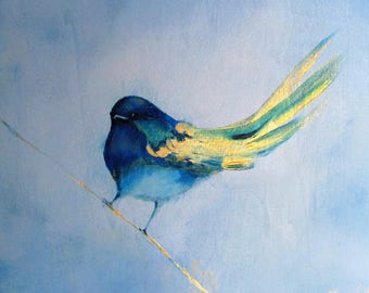 Bluebird Art Print , Bird Art , Little Bluebird
