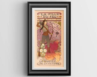 La fille du feu large signed art print - 10"x20"
