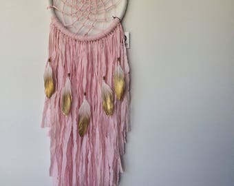Blush pink Dream Catcher, pink dreamcatcher ,nursery wall art ,nursery mobile ,Lace Dream Catcher, Dream Catcher, Native American