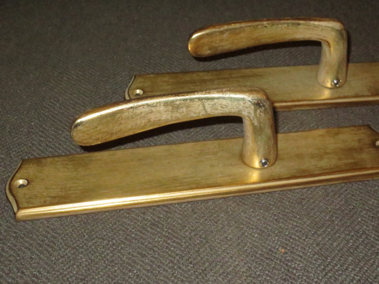 Vintage Jado Solid Brass 4 piece set Antique Finished Door Plates and