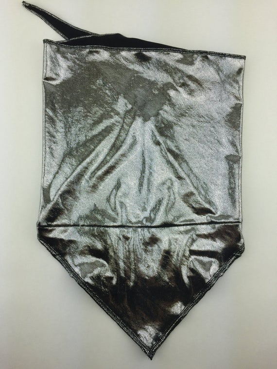 Liquid Silver: Super Shiny Silver Spandex Bandana w/ Hidden Stash Pocket
