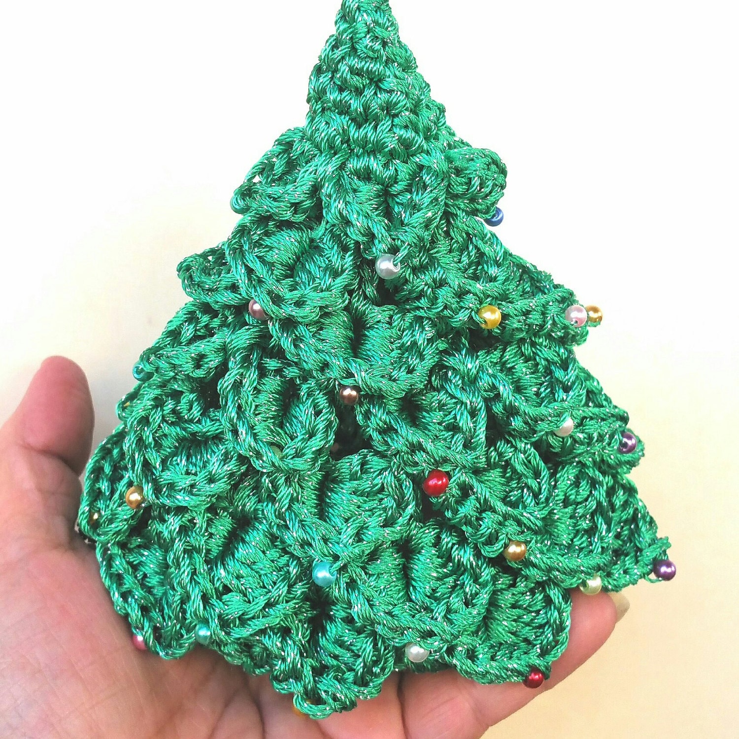 Crochet gift beaded amigurumi tree holidays Christmas tree