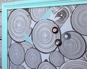 Babillard aimanté recouvert de tissu rondins de bois et oiseaux mint chambre mémo photos décor mural tableau d'affichage à aimants chalet