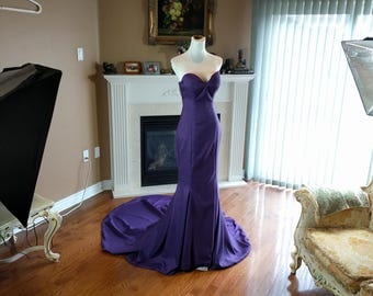 Eggpant purple prom dress, mermaid prom dress, sexy prom dress, purple mermaid gown, formal gown