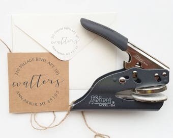 Address Embosser, Custom Embosser, Return Address Embossing Stamp, Paper Embossing Stamp, Calligraphy Address Stamp, Wedding CS-10310