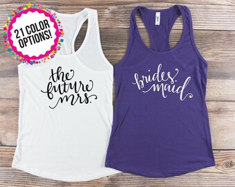 Bachelorette Party Tank Tops/ Wedding Party Shirts/ Bridal Party Shirt/ Bride Shirt/ Maid of Honor Shirt/ Team Bride Tank Top Purple Wedding