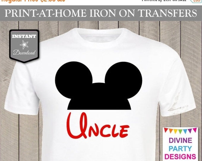 SALE INSTANT DOWNLOAD Print at Home Red Mouse Ears Uncle Printable Iron On Transfer / T-shirt / Family / Trip / Birthday Party / Item #2362
