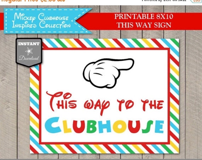 SALE INSTANT DOWNLOAD Printable Mouse Clubhouse 8x10 This Way to the Clubhouse Party Sign / Left & Right Hand / Clubhouse Collection / Item