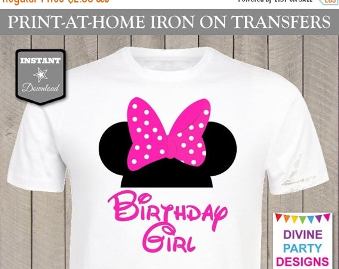 SALE INSTANT DOWNLOAD Print at Home Hot Pink Mouse Birthday Girl Iron On Transfer / Printable / T-shirt / Party / Item #2314