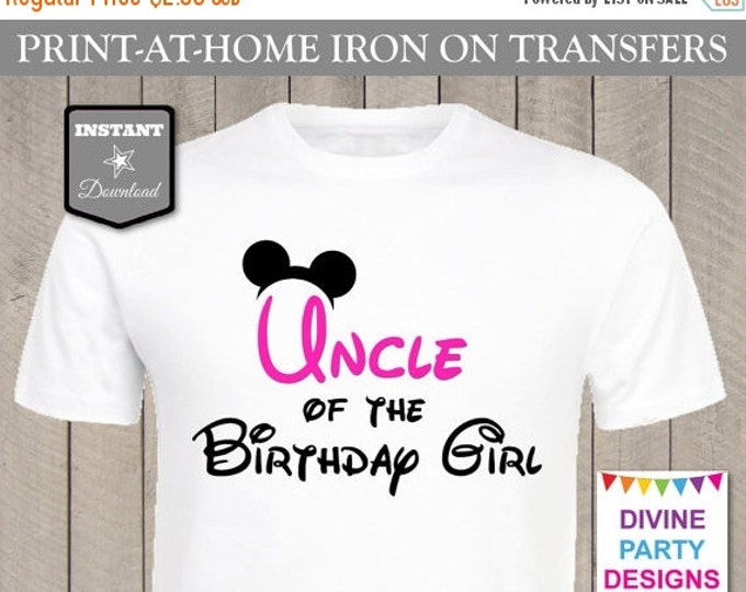 SALE INSTANT DOWNLOAD Print at Home Pink Mouse Uncle of the Birthday Girl Printable Iron On Transfer/ T-shirt / Family / Item #2453