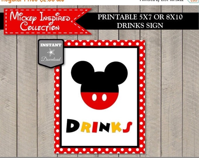 SALE INSTANT DOWNLOAD Mouse Classic Drinks Sign / Printable Diy / Birthday Party / Baby Shower / Mouse Classic Collection / Item #1505
