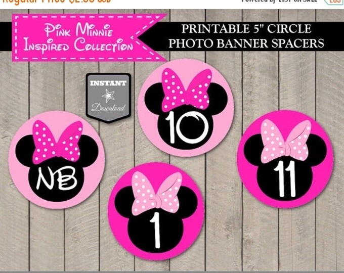 SALE INSTANT DOWNLOAD Hot Pink Mouse 12 Month Photo Banner Spacers / First 1st Birthday Party / Hot Pink Mouse Collection / Item #1725