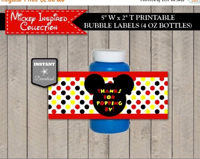 SALE INSTANT DOWNLOAD Mouse Birthday Party Bubble Labels / Printable Diy / Classic Mouse Collection / Item #1550