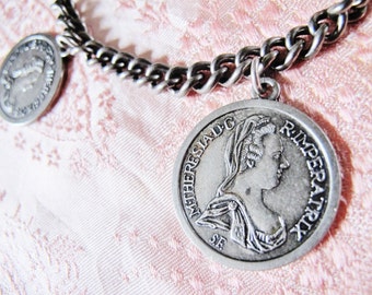 Vintage Maria Theresia TRACHTEN CHARIVARI, 5 Replica Coins, Metal, Dirndl, Austrian Empress,