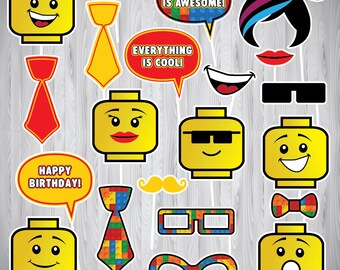Lego, Lego Photo Booth Props, INSTANT DOWNLOAD PRINTABLE, Lego Photo Props, Lego Party, Lego Photo Booth, Lego Inspired Photo Booth Props,