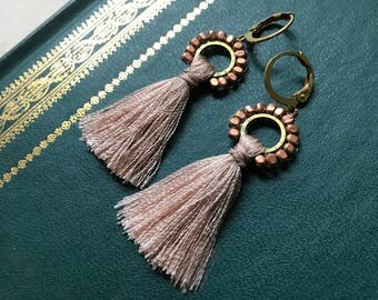 Rose Blush Tassel Earrings / tassel earrings / rose gold earrings / bohemian earrings / fringe earrings / long earrings / statement earrings