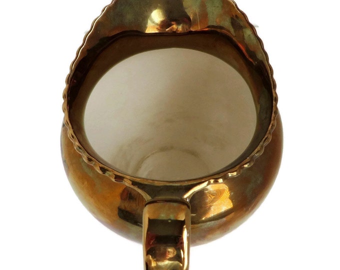 Gray's Pottery Pitcher, Vintage Hand Painted Ceramics, Gold Lustre Ware, British Pottery