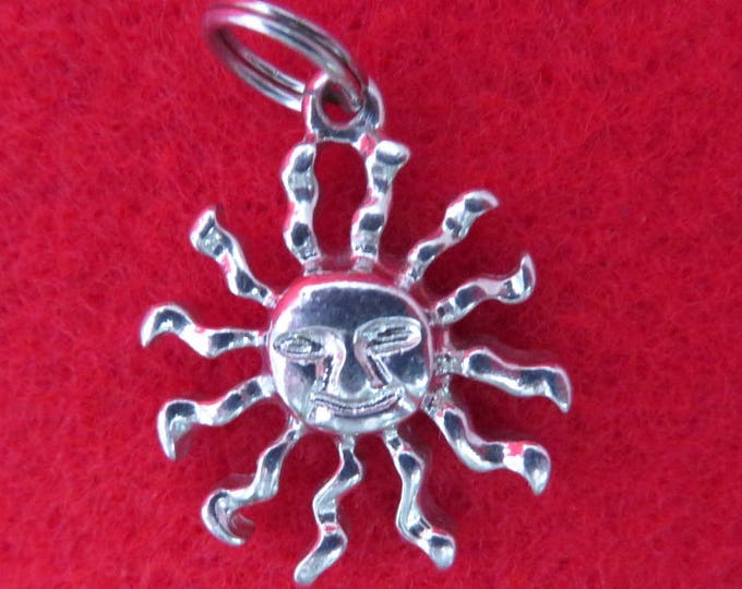 Vintage Sunburst Charm Sterling Silver Sun Pendant Charm Bracelet Gift Idea