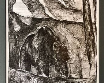 Grizzly bear drawing | Etsy