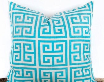 SALE ENDS SOON Handmade Turquoise Pillow Cover Case, Modern Pillow Accent, Washable Pillow Covers, 16 x 16