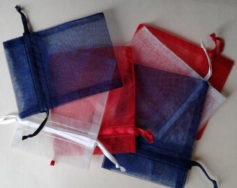 Set of 6, Silky-like small double drawstrings bags, 3x4 Sheer Rainbow Organza Bags - Great for keeping your favourites