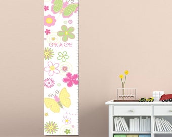 Personalized Butterflies Height Chart - Personalized Growth Chart for Girls - Personalized Height Chart - GC925 PASTELBUTTERFLIES