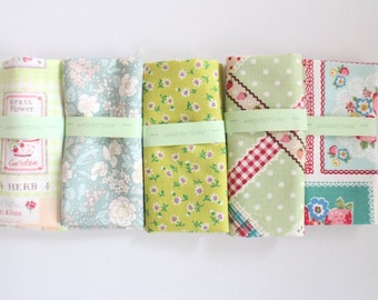 5" x 5" 5 FLORAL Japanese fabric Patchwork Charm Squares No.16