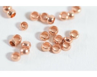 lot de 10 perles à écraser dorées or rose 3X2mm -