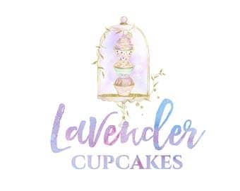 Hand drawn logo illustrated logo cupcake logo cake logo bakery logo whimsical logo feminine logo watercolor logo business logo design