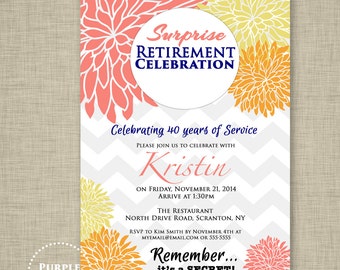 Surprise Retirement Party Invitation Farewell Party Gray Navy