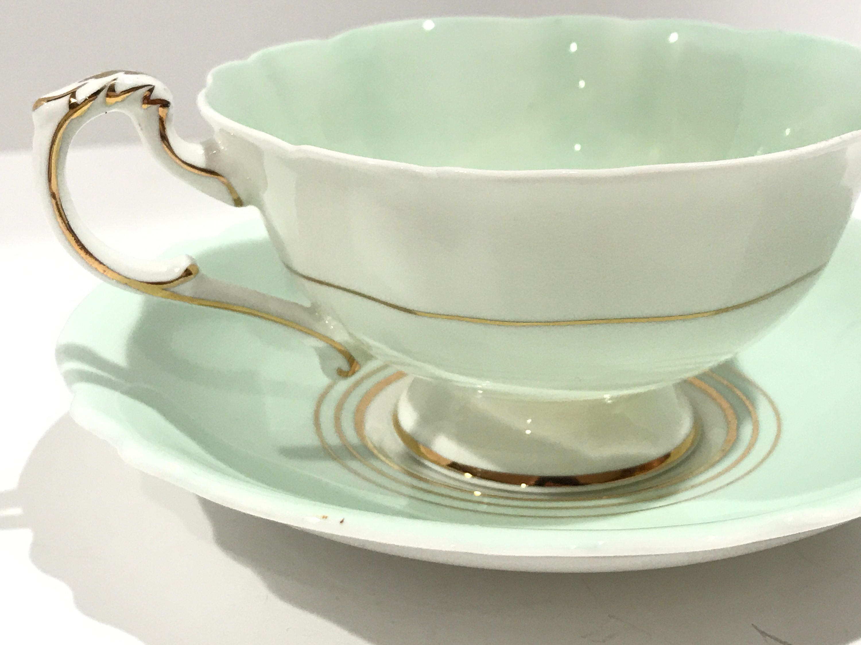 Green Paragon Tea Cup and Saucer, Double Warranty, Tea Cups Vintage