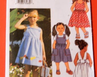 Butterick 3410 Easy to sew girls back wrap summer dress pattern with fun fish appliques Uncut Sizes 6, 7 and 8