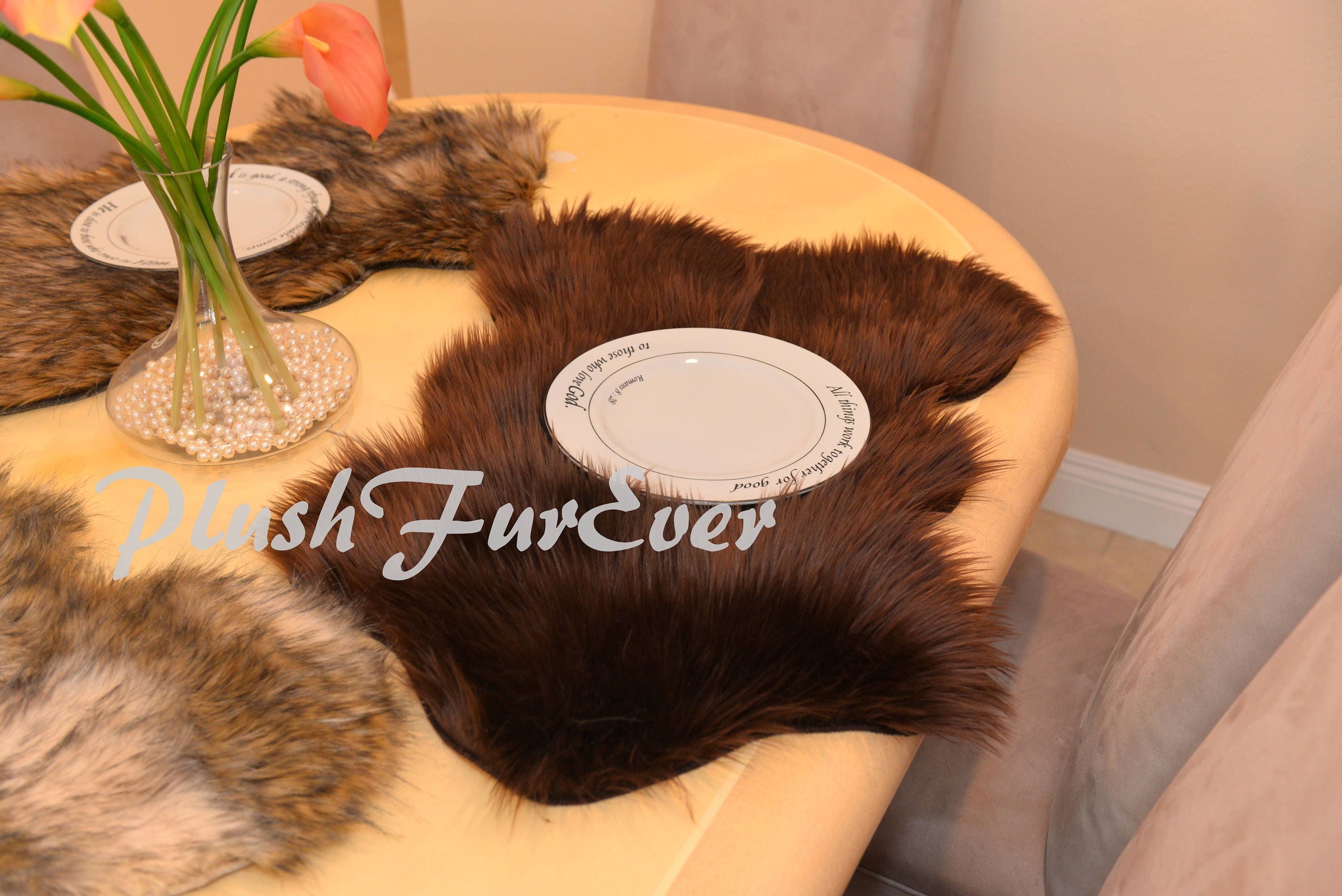 Fake Fur PLACEMATS or Centerpieces Plush Faux Fur Table Mats