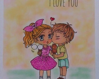 I Love You hand made greeting card handmade valentines day